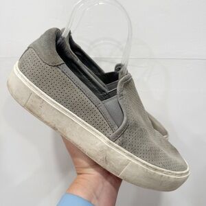 Ugg Abies Perforated Suede Leather Slip-On Platform Sneakers Grey Size 8